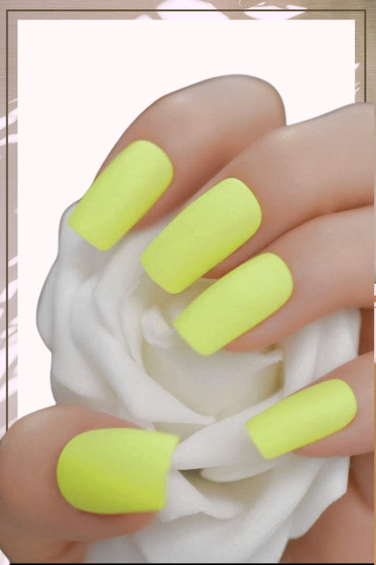 Press On Nails Neon Yellow Matte Square Nail Kit