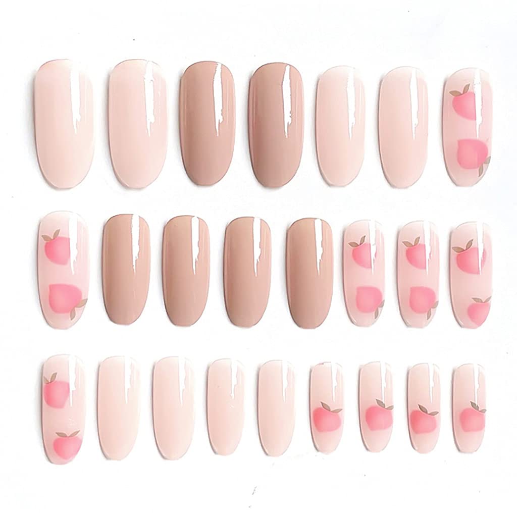 Press On Nails Pink Glossy Almond Rose Nail Kit