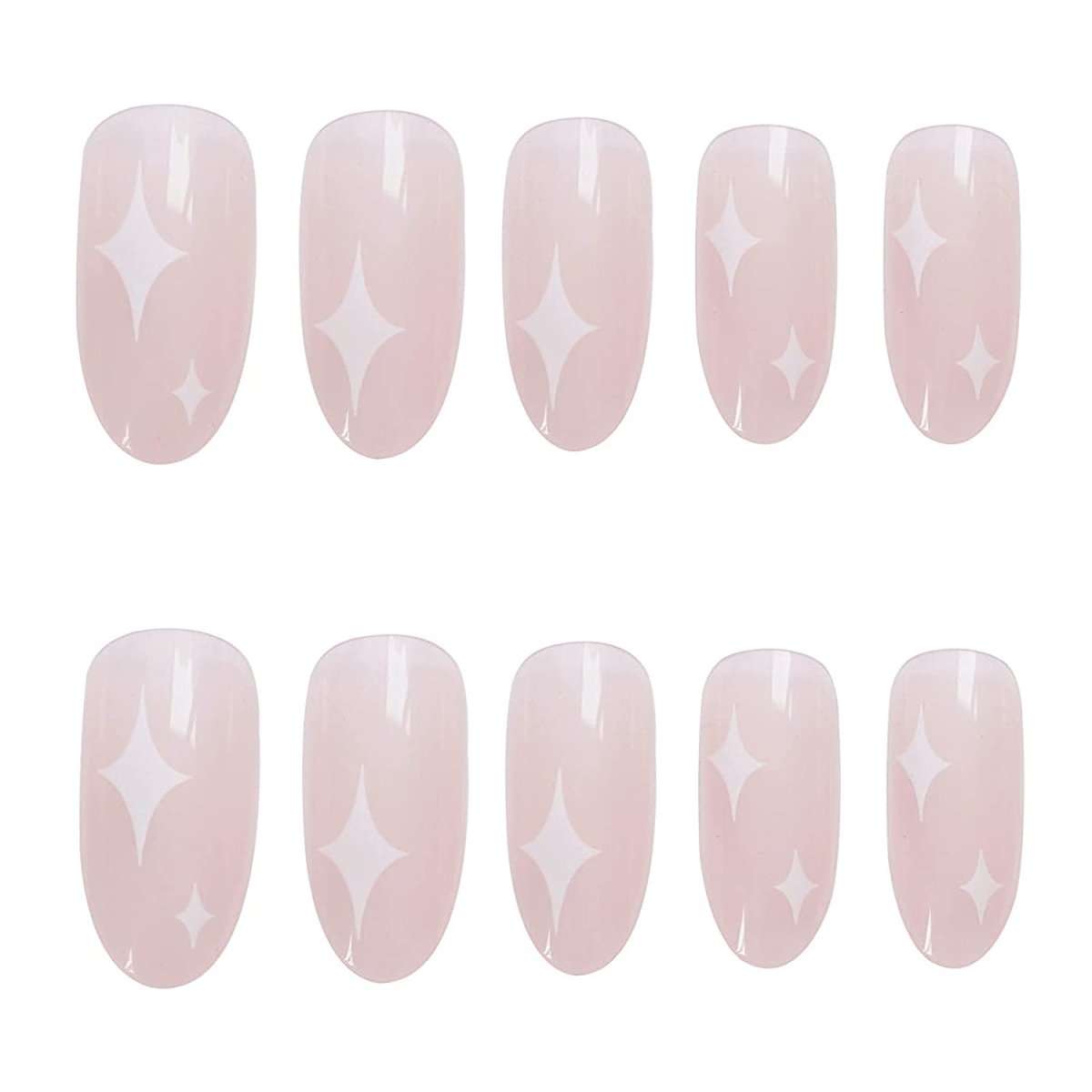 Press On Nails Pink Glossy Almond Star Nail Kit