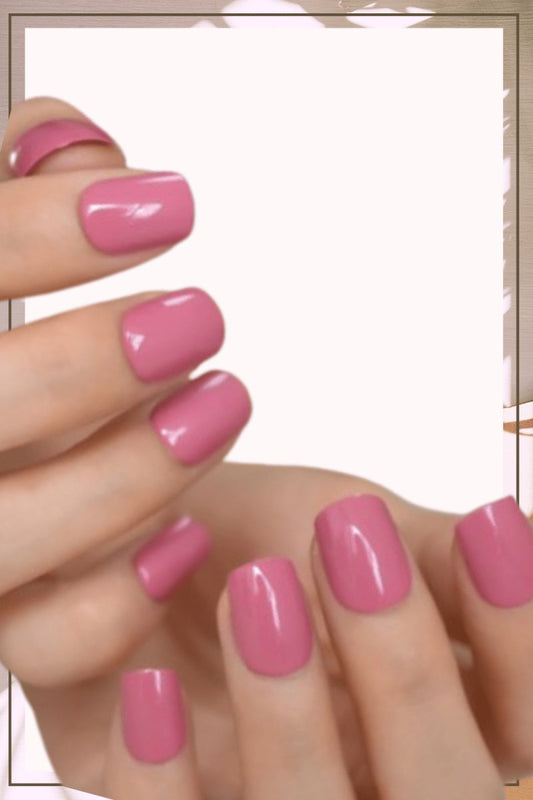 Press On Nails Pink Glossy Square Nail Kit