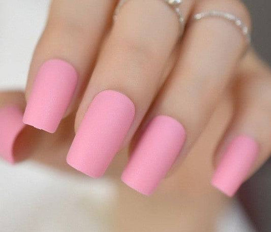 Press On Nails Pink Matte Square Nail Kit