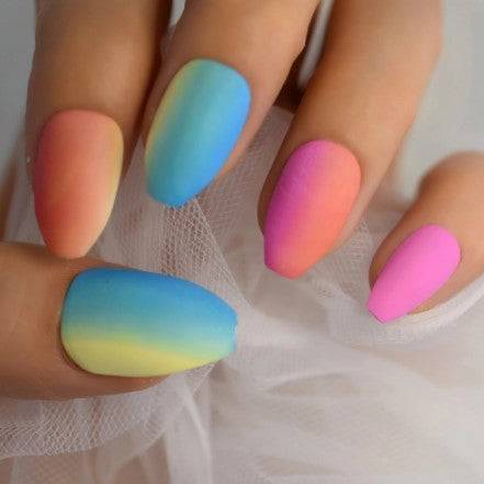 Press On Nails Rainbow Matte Ombre Almond Nail Kit