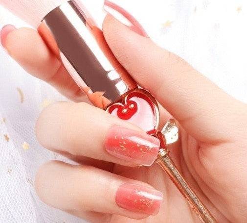 Press On Nails Red Glossy Gold Square Glitter Nail Kit