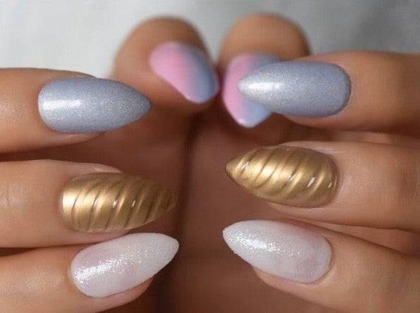 Press On Nails Unicorn Almond Glossy Nail Kit