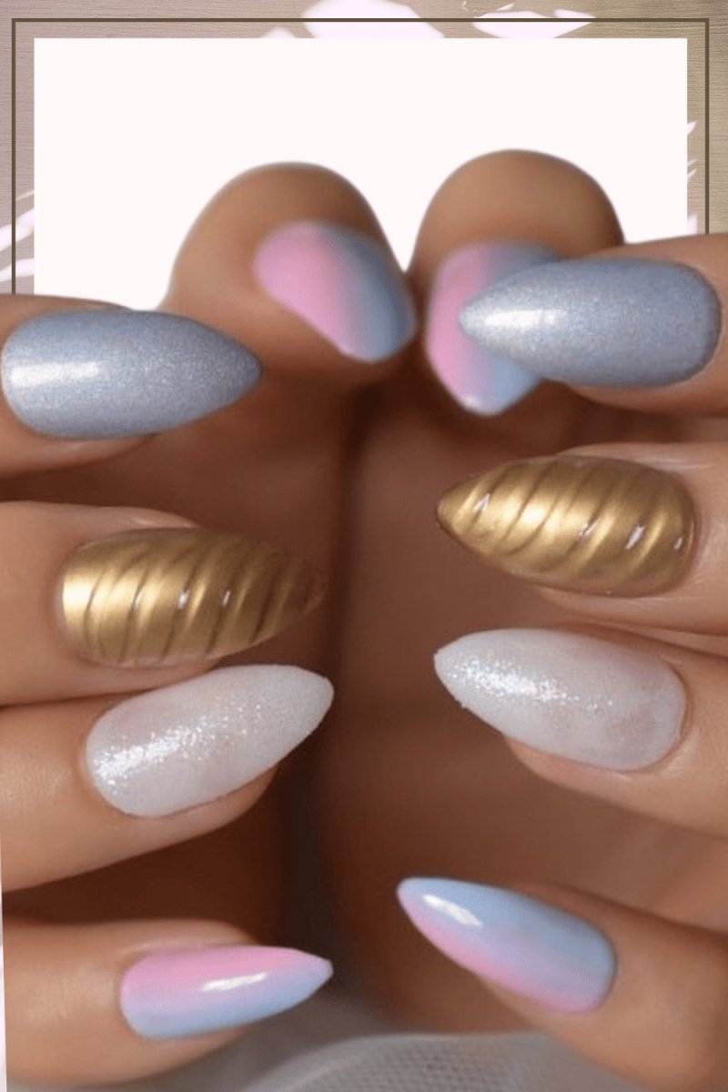 Press On Nails Unicorn Almond Glossy Nail Kit