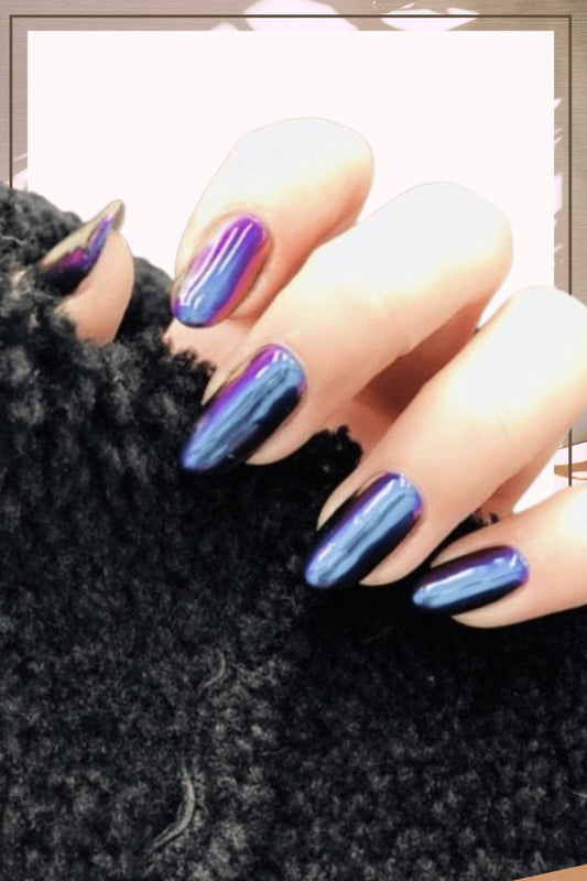 Press On Nails Violet Glossy Almond Nail Kit