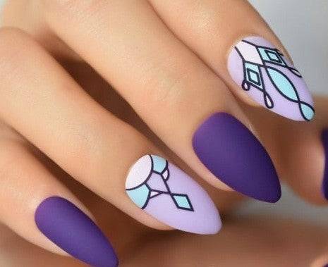 Press On Nails Violet Matte Almond Purple Nail Kit