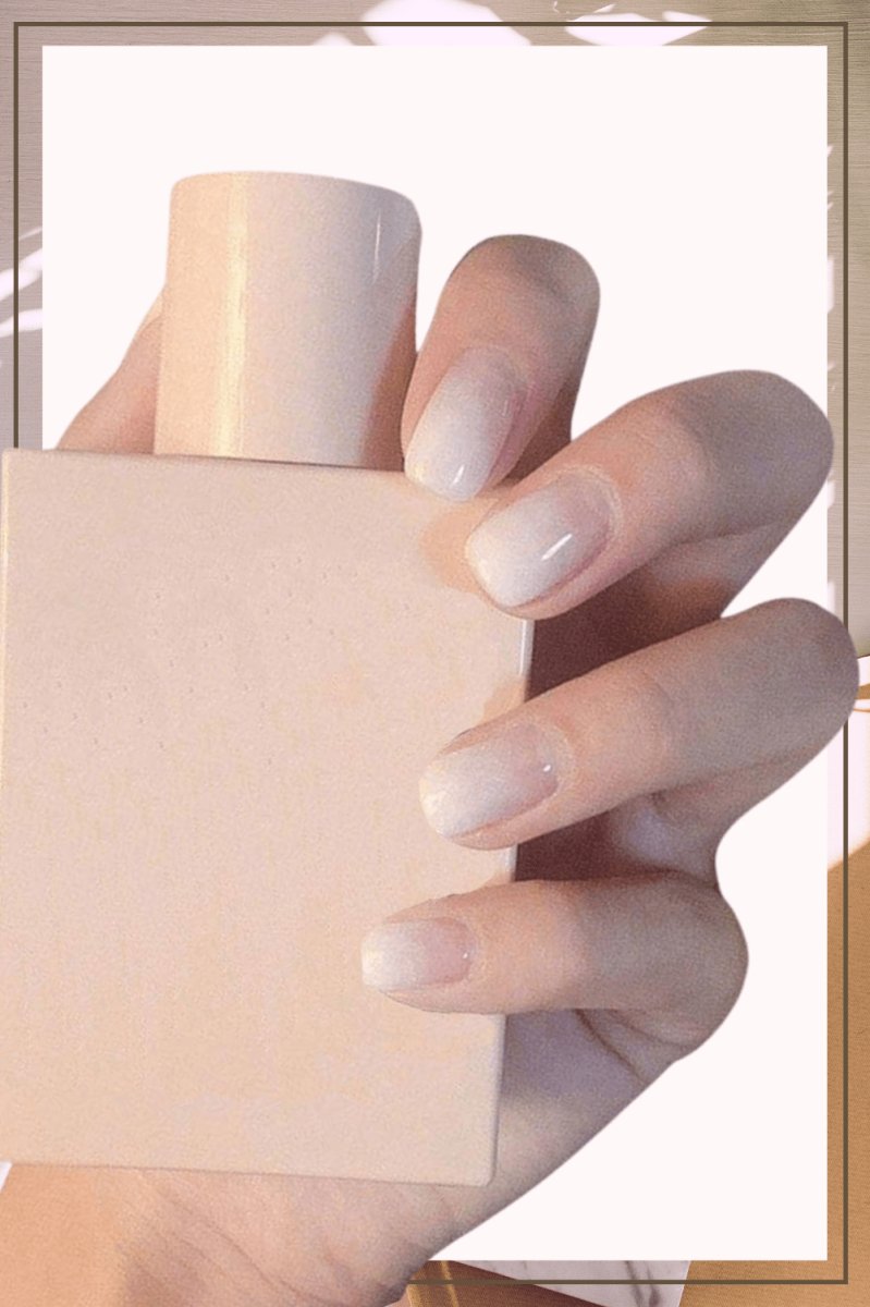 Press On Nails White French Glossy Ombre Square Clear Nail Kit