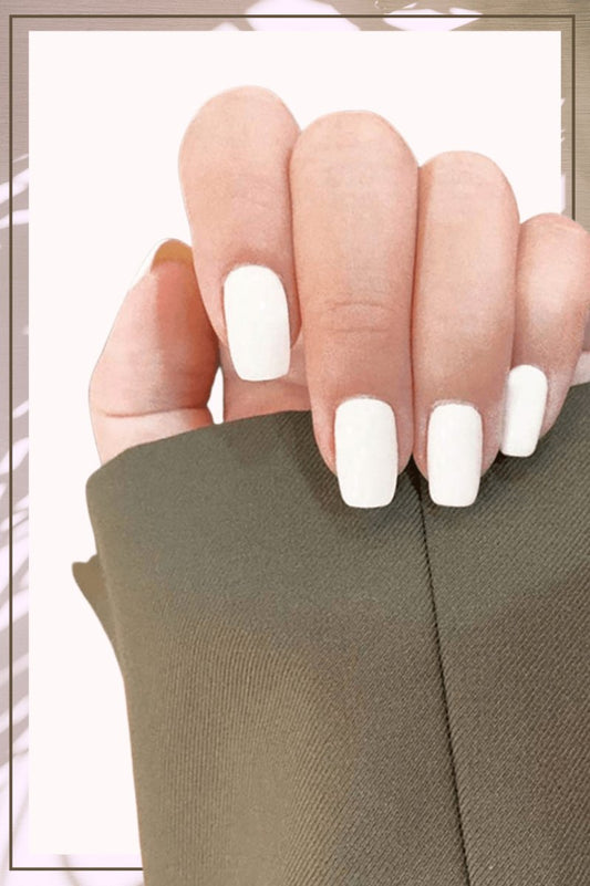Press On Nails White Glossy Square Nail Kit