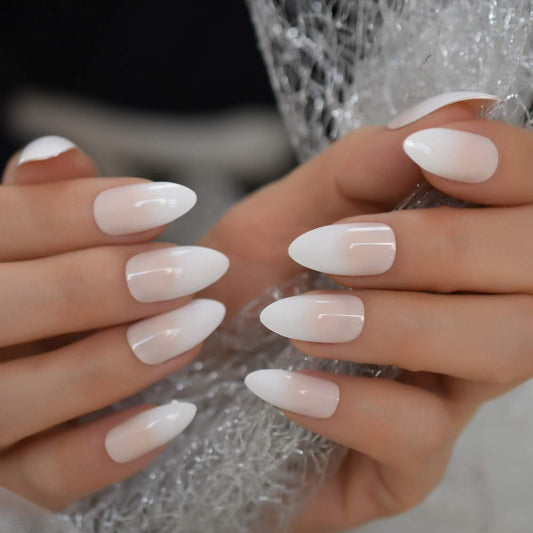 Press On Nails White Ombre French Almond Nail Kit