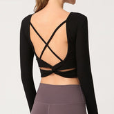 REACT LUXE Criss Cross Sports Crop - Black