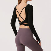 REACT LUXE Criss Cross Sports Crop - Black