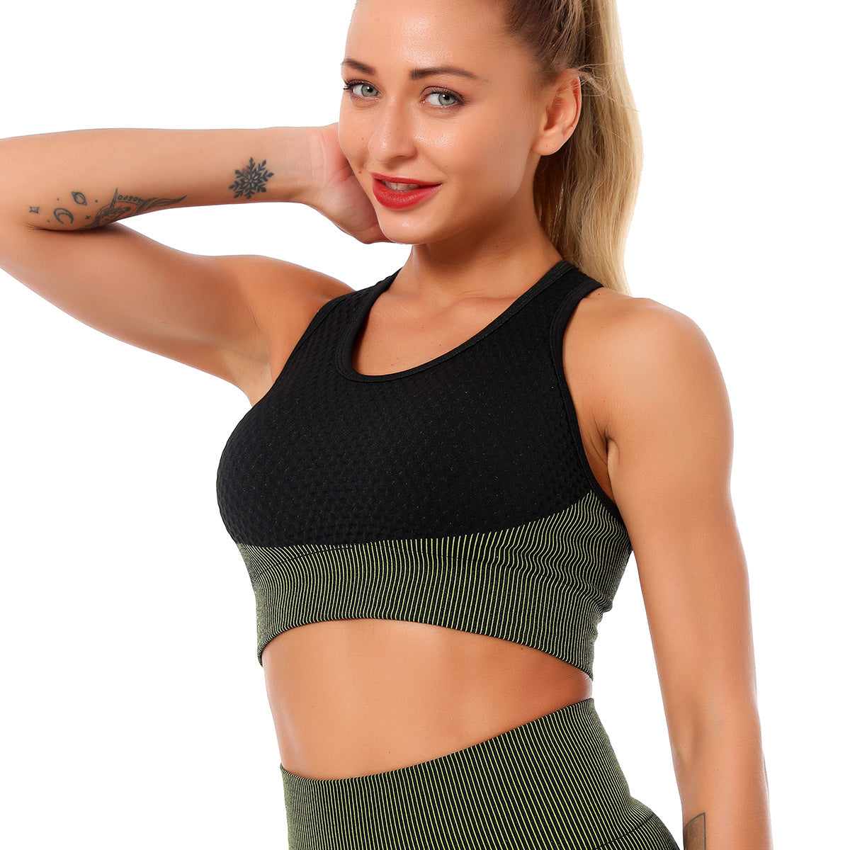 React MOMENTUM Sports Crop - Black/Lime Green