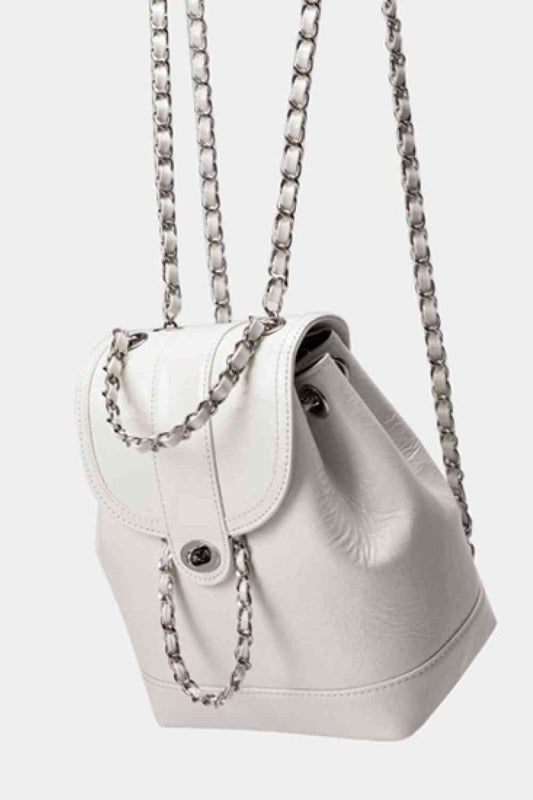 Sleek Vegan Leather Backpack with Chain Straps
