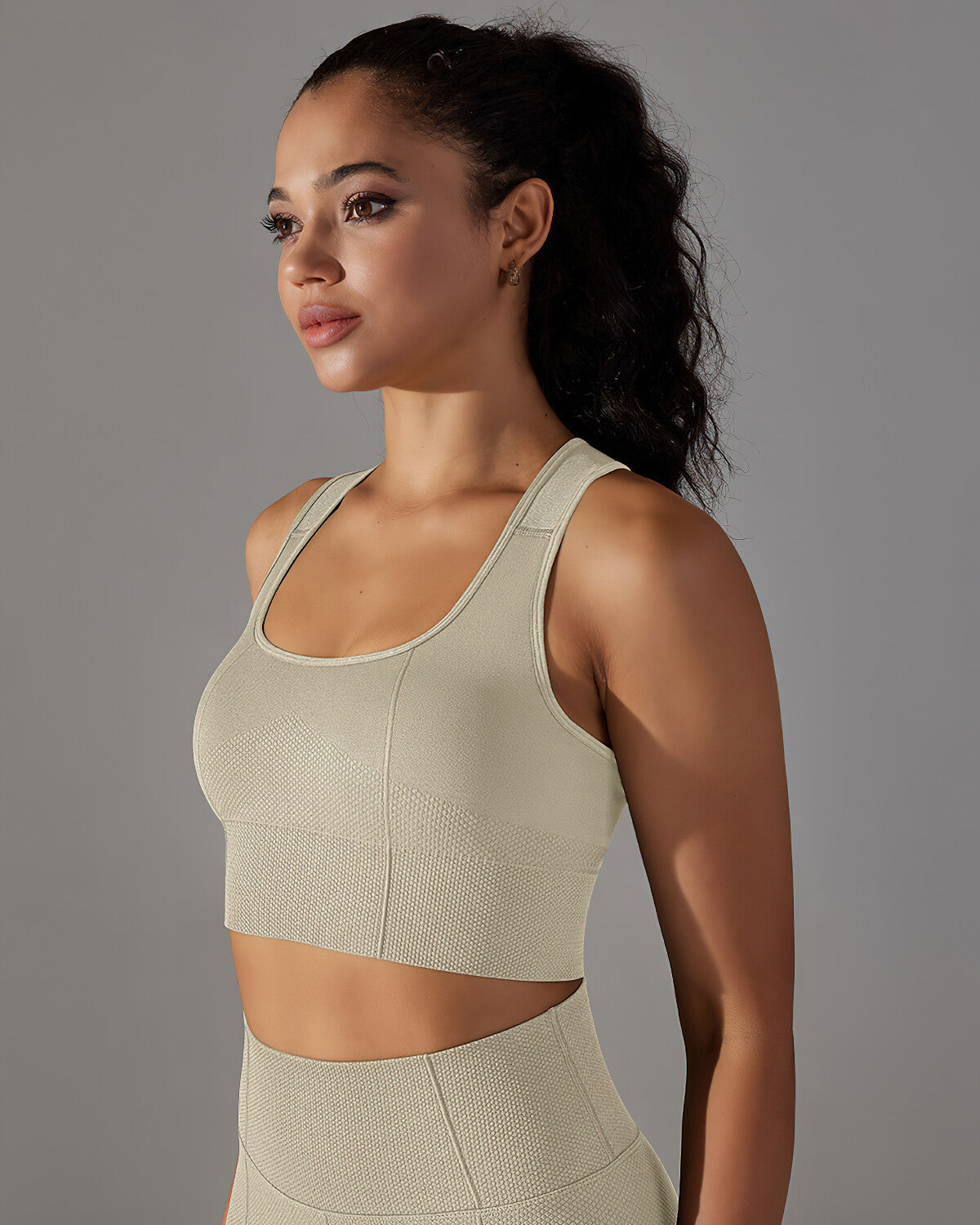 Alodia Racerback Sports Bra - Beige