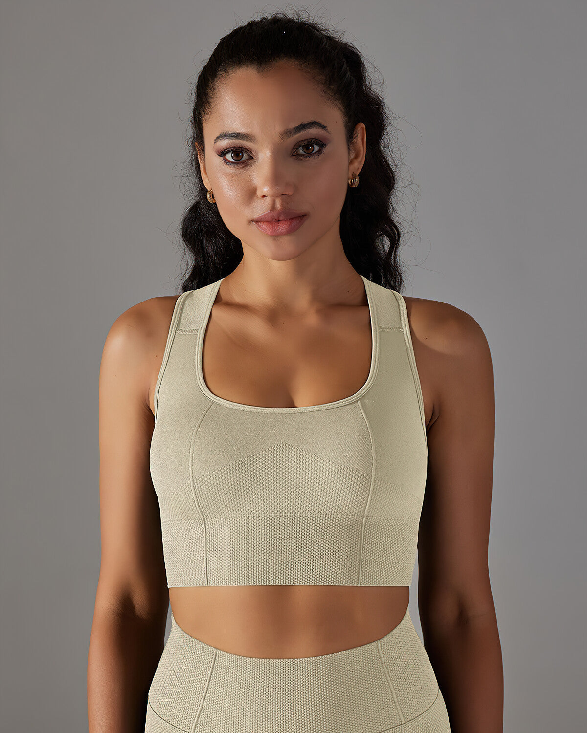 Alodia Racerback Sports Bra - Beige