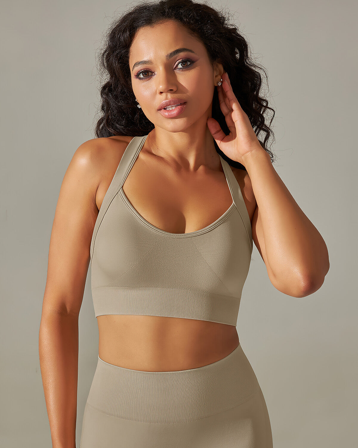 Cleo Crossback Sports Bra - Khaki