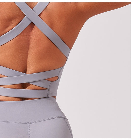 React LUXE Sports Crop - Light Grey