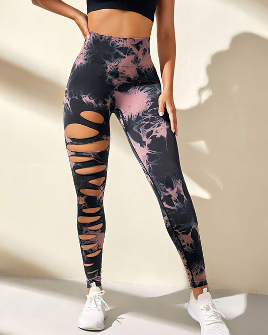 Halle Seamless Scrunch Leggings - Black Pink