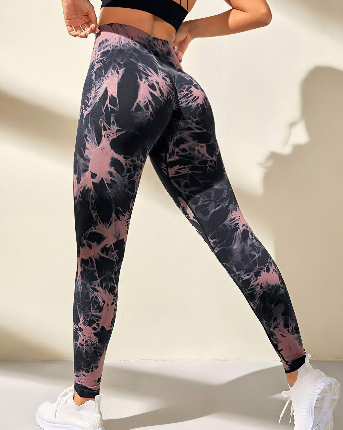 Halle Seamless Scrunch Leggings - Black Pink