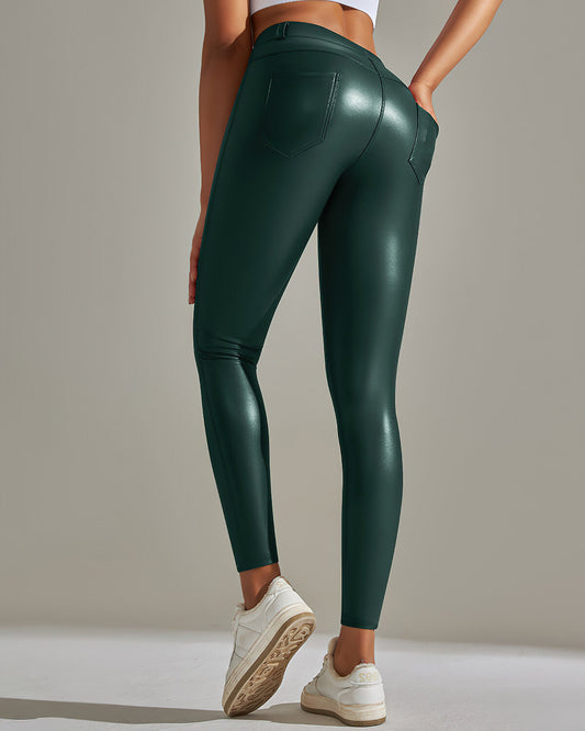 Kenna Vegan Leather Leggings - Green