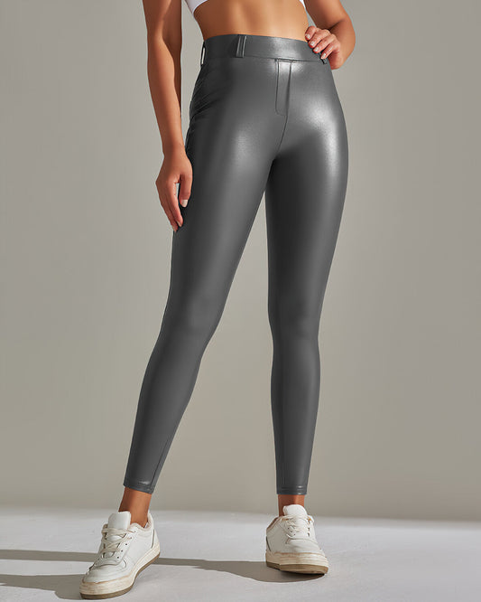 Kenna Vegan Leather Leggings - Grey