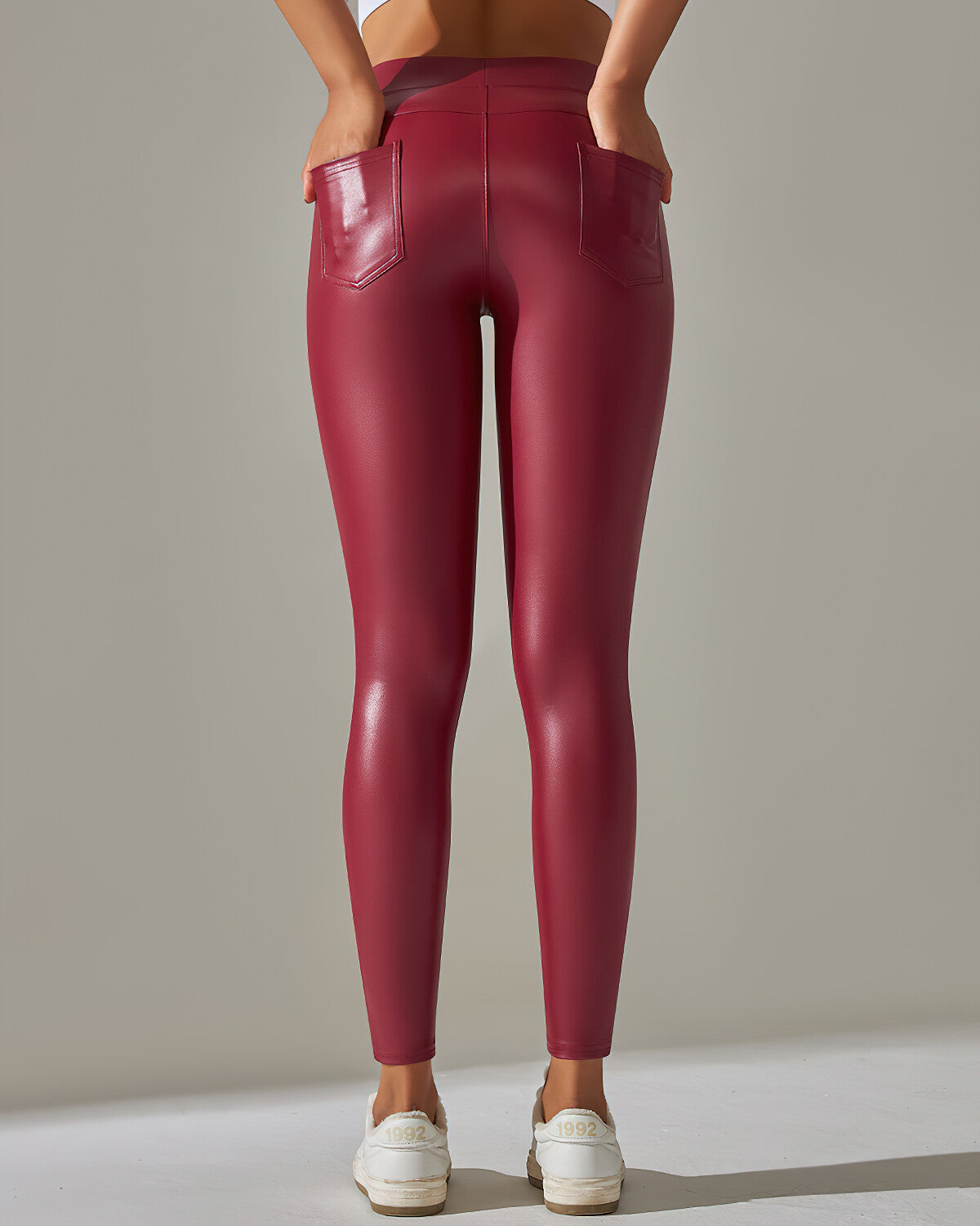 Kenna Vegan Leather Leggings - Red