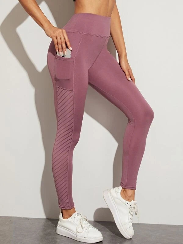 React Mesh Pocket Legging - Pink