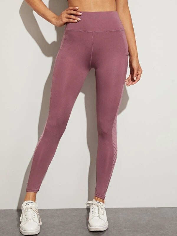 React Mesh Pocket Legging - Pink