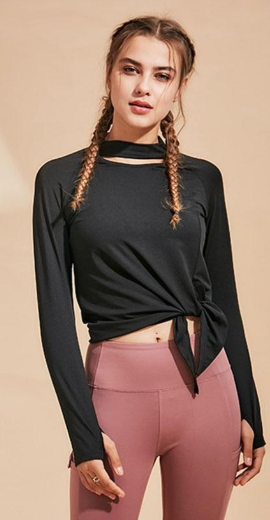 React LUXE CHARGE Sleeved Sports Crop - Black