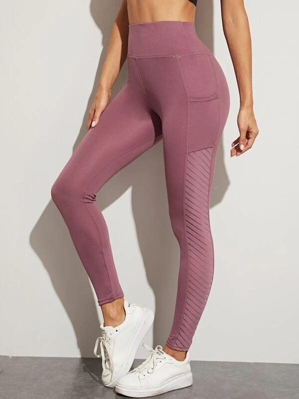 React Mesh Pocket Legging - Pink