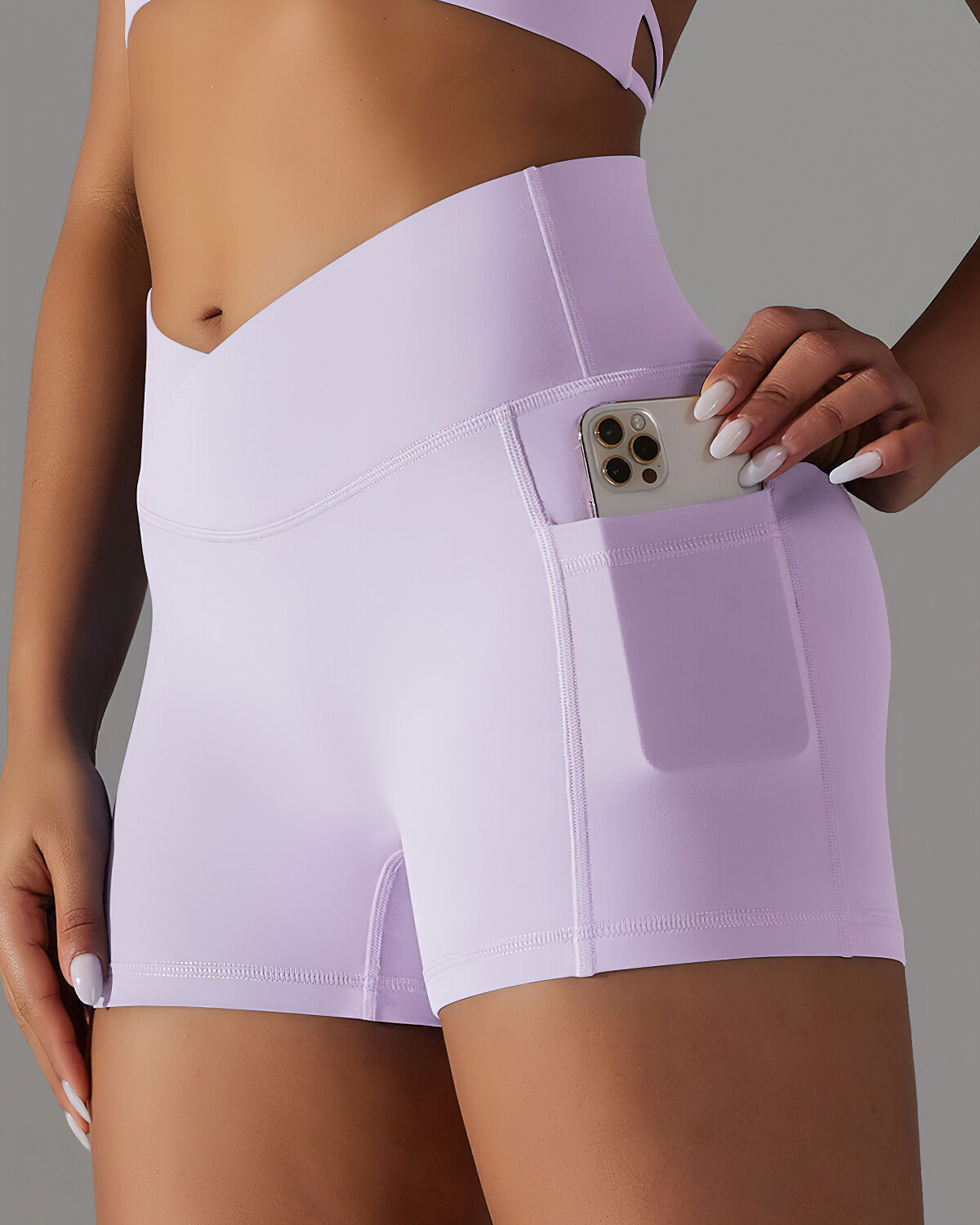 Selene Seamless Pocket Shorts - Purple