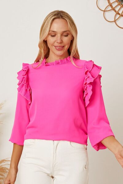 Brittany Sleeve Top - Hot Pink