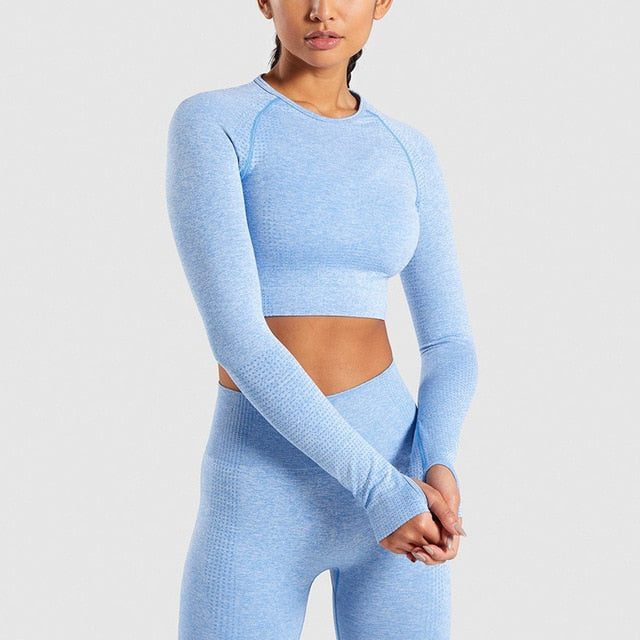 React VELOCITY Sleeved Crop - Blue