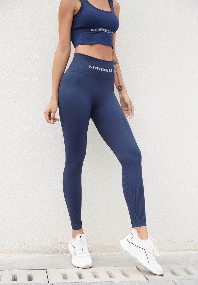 React Seamless 'Never Give Up' Series Legging - Navy Blue