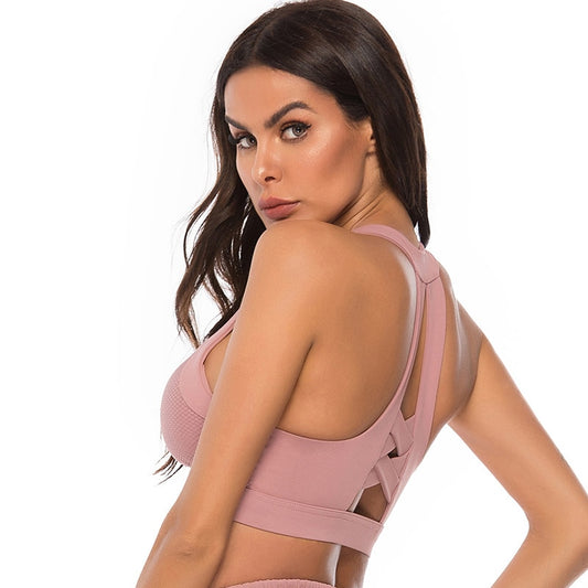 React Seamless LUXE Mesh Sports Bra - Baby Pink