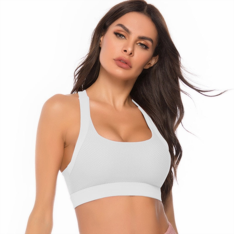 React Seamless LUXE Mesh Sports Bra - White