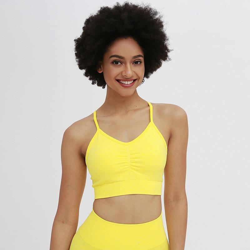 React Seamless LUXE Adjustable Sports Crop - Yellow