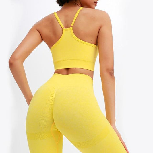 React Seamless LUXE Adjustable Sports Crop - Yellow