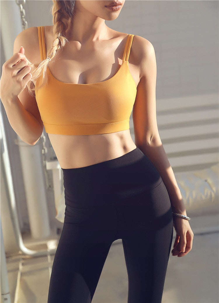 React LUXE Seamless Support Sports Crop - Ginger Yellow