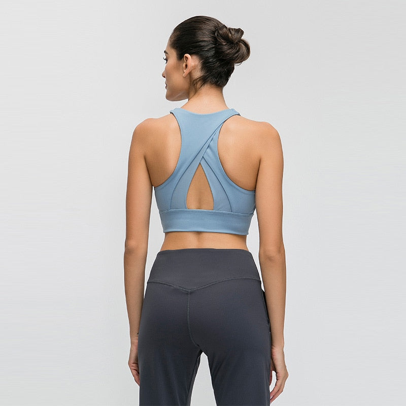 React Premium Seamless Sports Crop - Blue