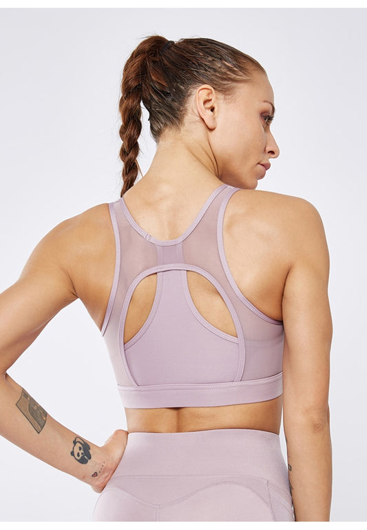 React LUXE Mesh Sports Bra - Soft Pink