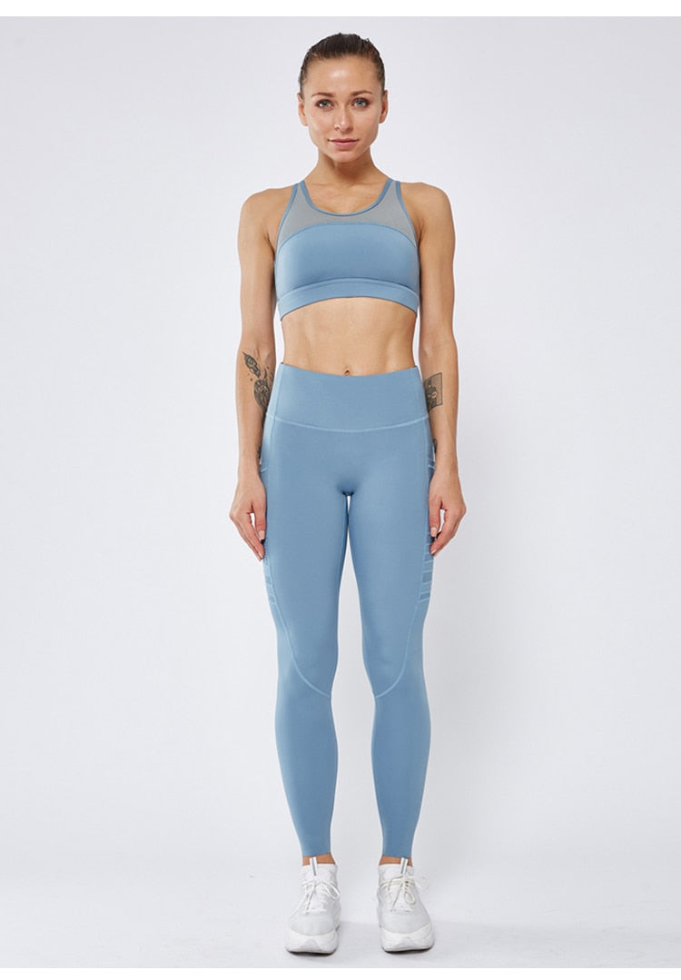 React LUXE Mesh Sports Bra - Blue