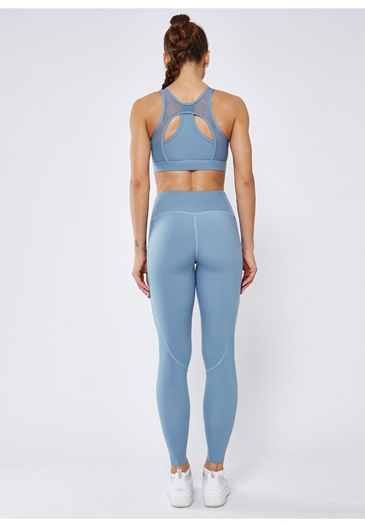 React LUXE Mesh Sports Bra - Blue