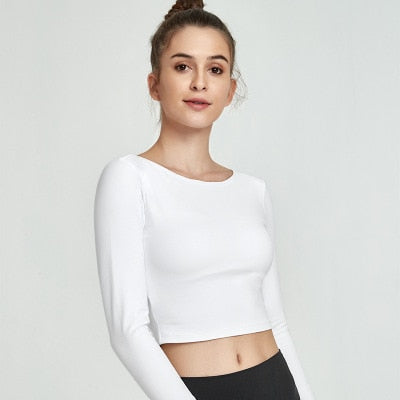 React LUXE Mesh Open Back Sports Crop - White
