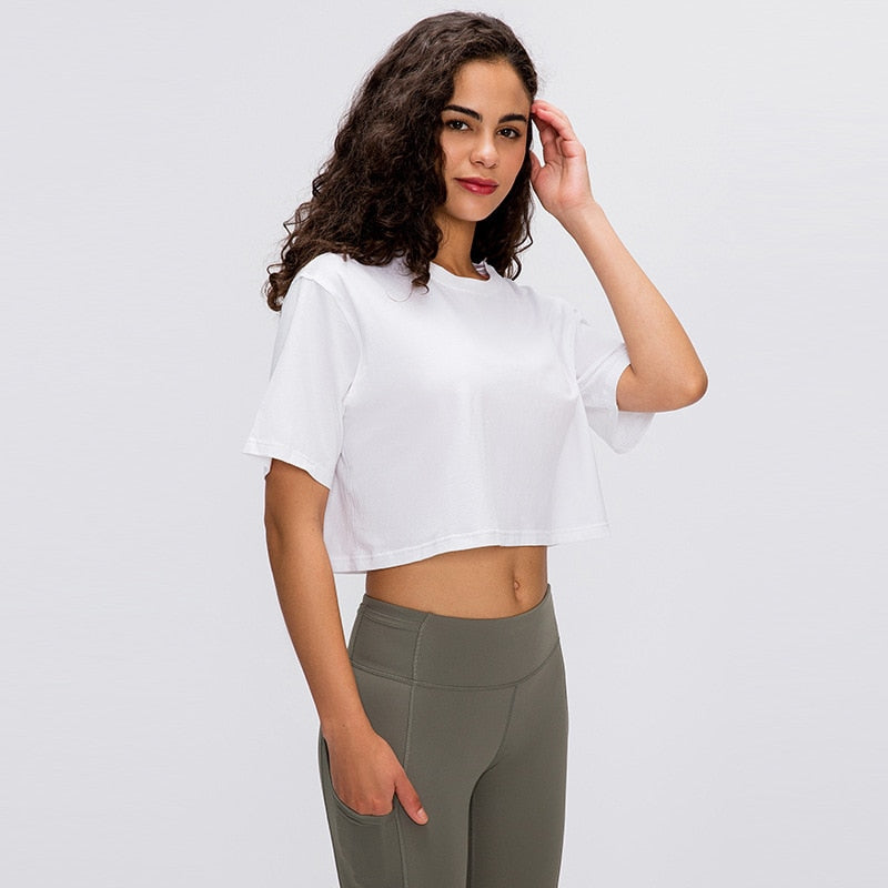 REACT PREMIUM LUXE Sports Crop - White