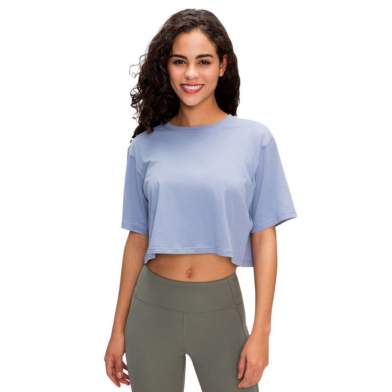 REACT PREMIUM LUXE Sports Crop - Sky Blue