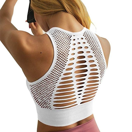 React Premium LUXE Mesh Sports Crop - White