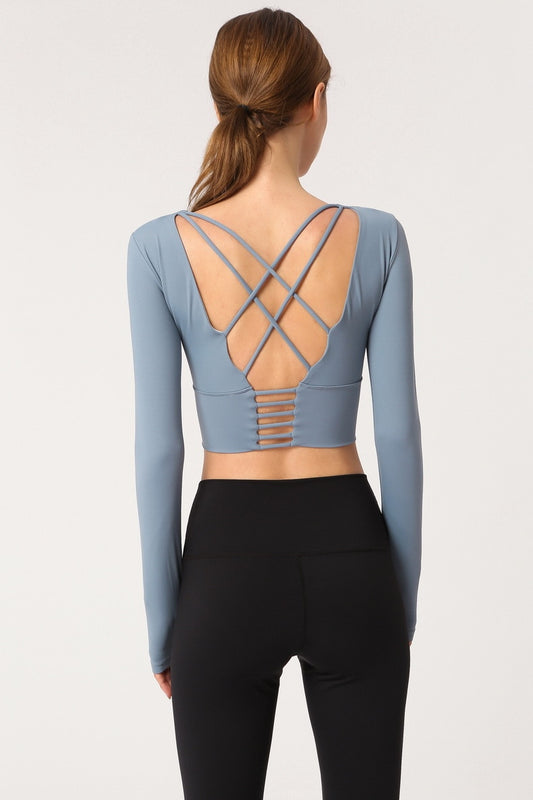 React Seamless Sculpt Sports Crop - Light Blue