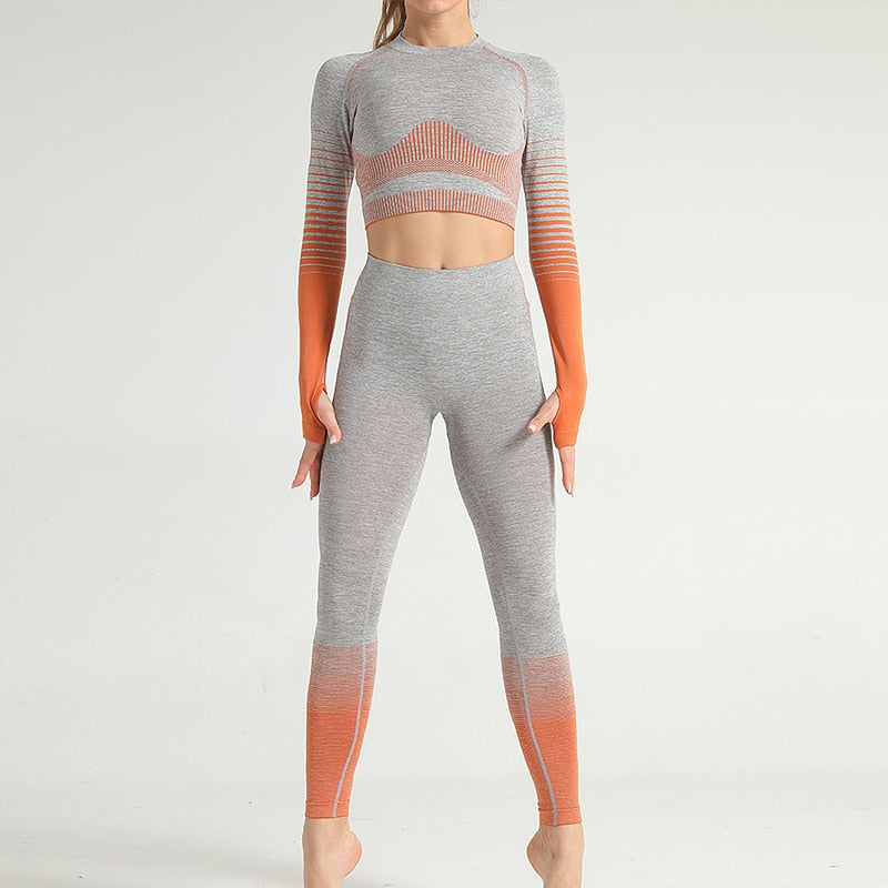 React Seamless Legging - Grey/Orange